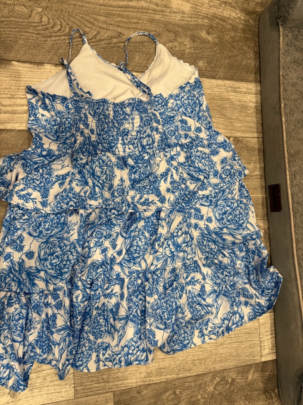Simply Southern White and Blue Floral Tiered Sundress - Picture 3 of 3